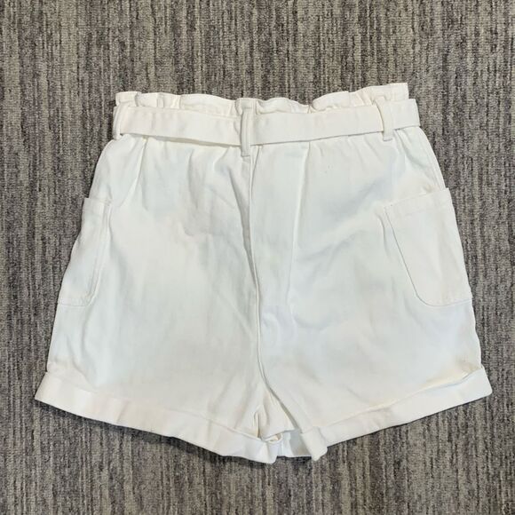New‎ GB Teens Size 5 White Belted Bermuda Style Shorts Cuffed Hems High Rise - Picture 8 of 8